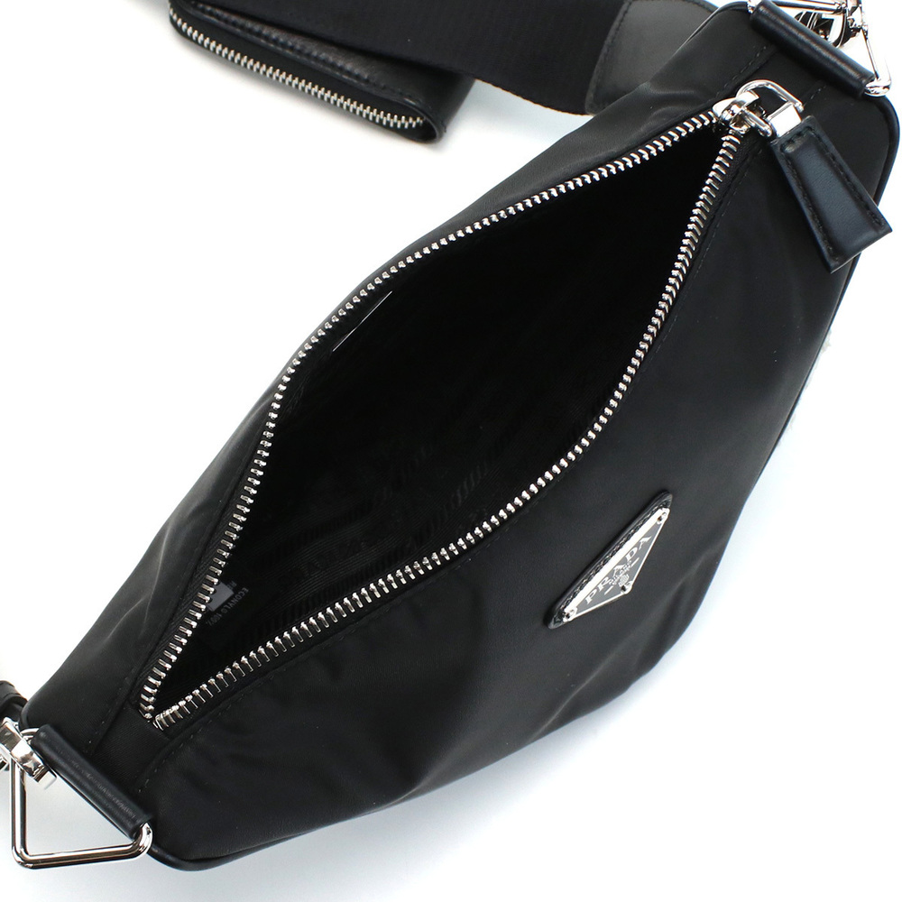 Prada Diagonal Shoulder Bag Triangle Logo Nero Black - Picture 3 of 6
